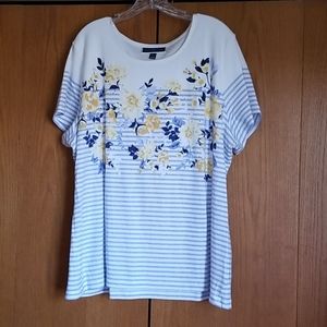 Karen Scott 2x blue, white, and yellow top